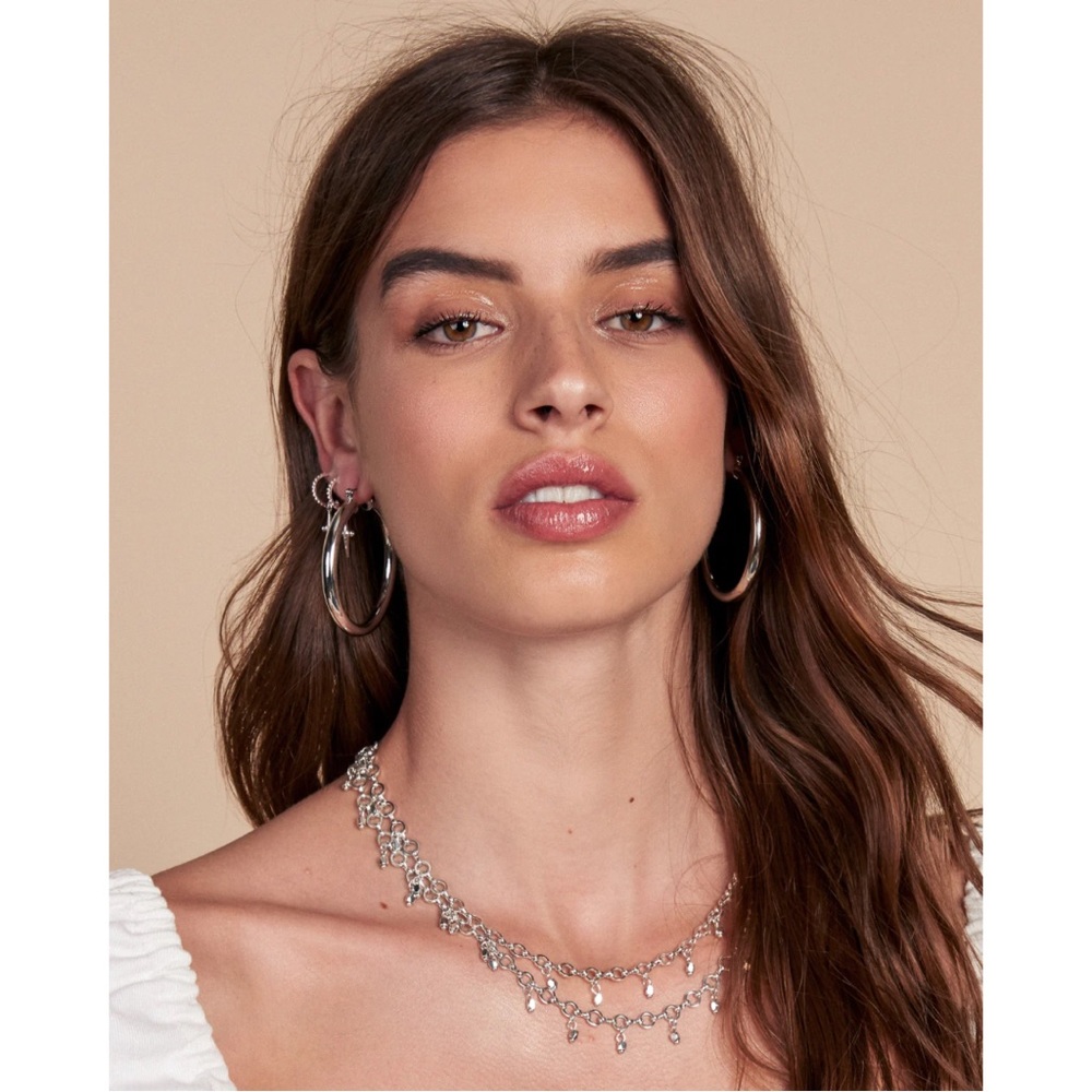 Luv AJ 2-Inch Amalfi Tube Hoops Lightweight Silver Plated Brass, Nickel Free